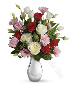 consegna-fiori-a-domicilio-bouquet-roselline-rosse-bianche-rosa