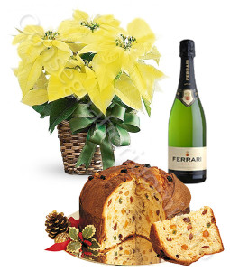 stella-di-natale-gialla-con-panettone-e-spumante